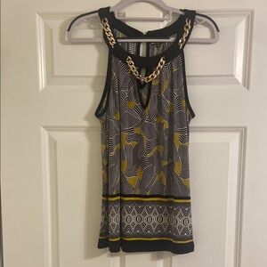Chain-Accent Black and Yellow Women's Top